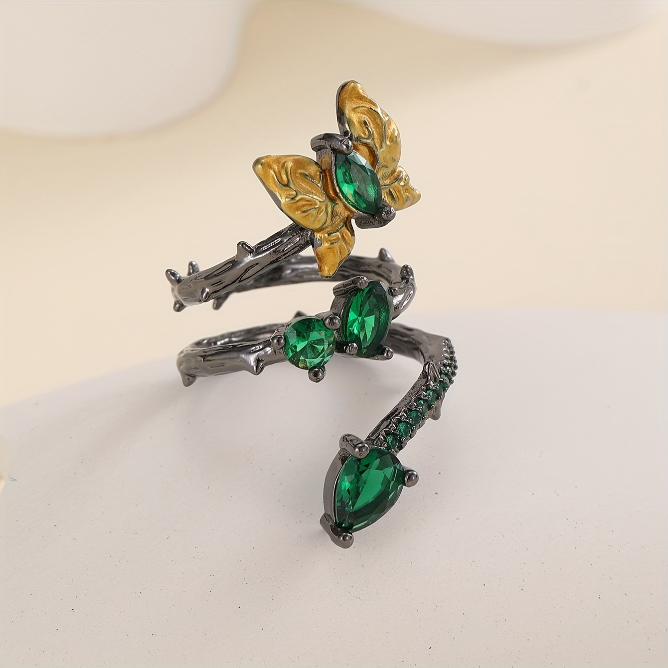 Teenager's Trendy Butterfly Flower Open Ring for High-End Events